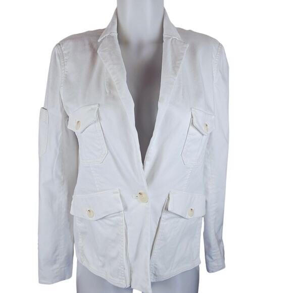 By Anthropologie White Jean Turtle Button Women's Winter Trendy Jacket 2 - Picture 1 of 5